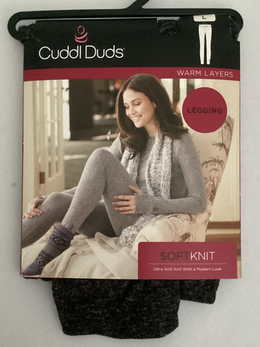 Cuddl Duds SoftKnit Leggings - Heather Charcoal